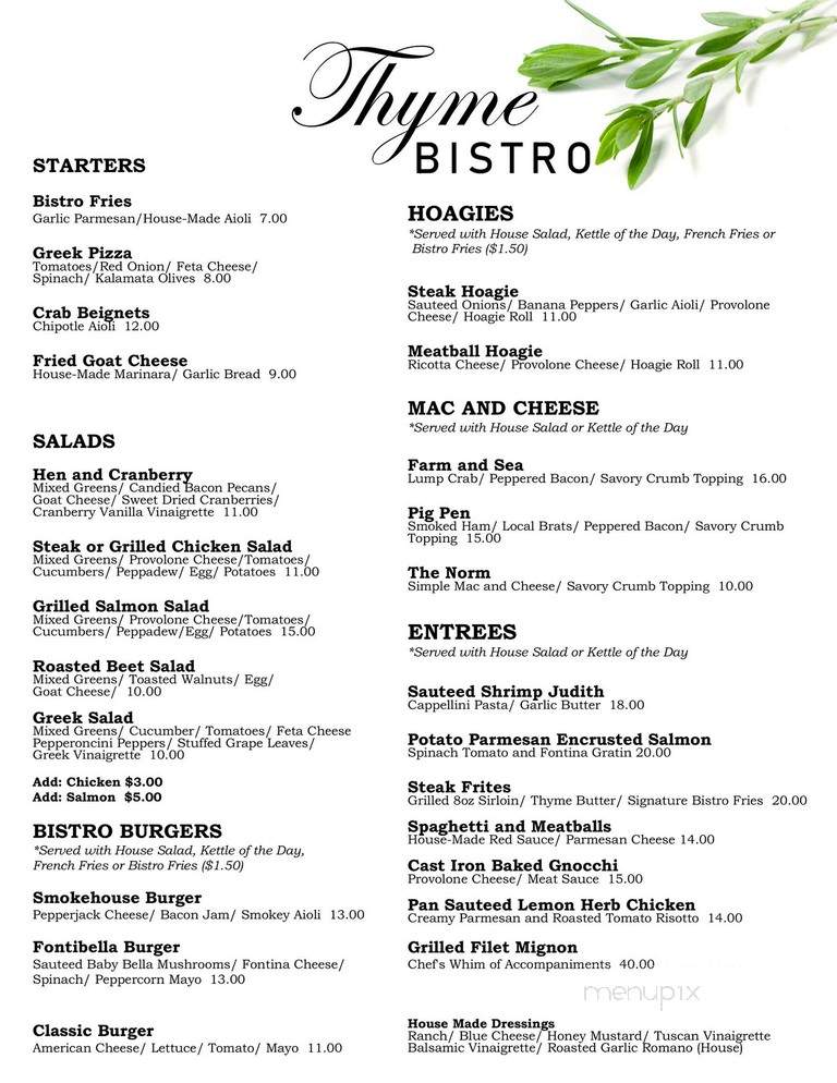 Thyme Bistro - Weston, WV