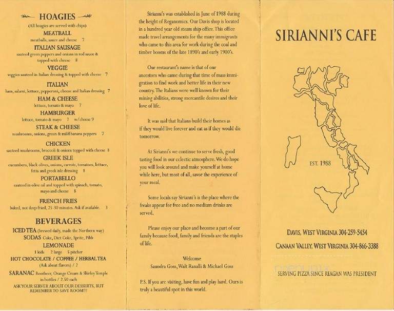 Sirianni's Pizza Cafe - Davis, WV