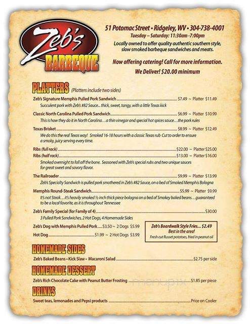 Zeb's BBQ - Ridgeley, WV