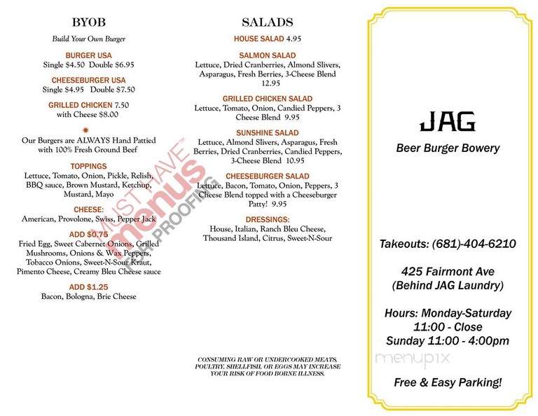 Jag Beer Burger Bowery - Fairmont, WV