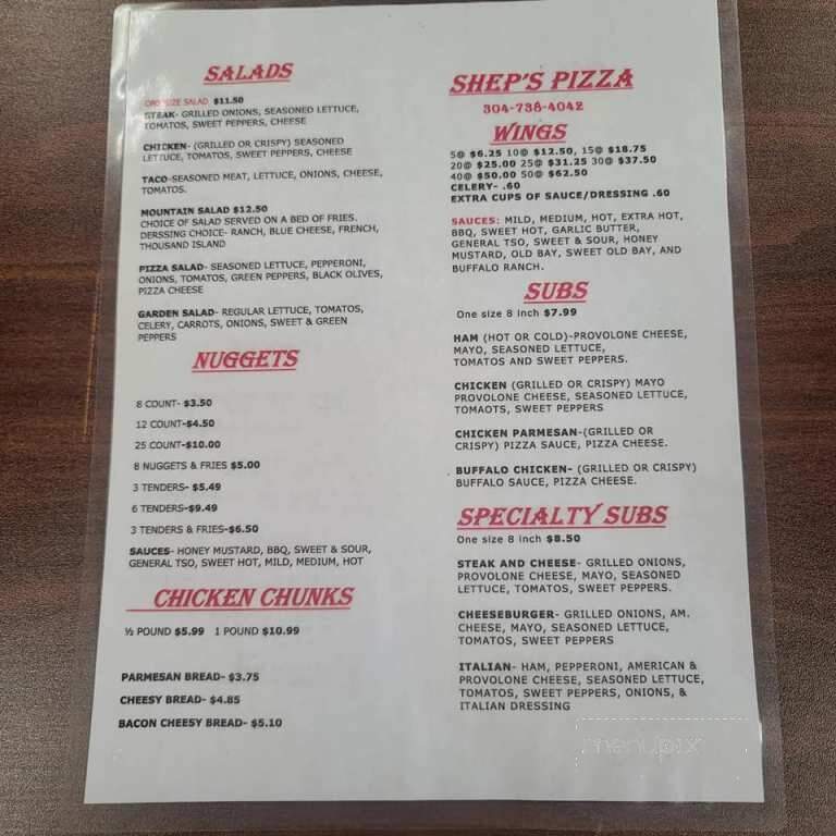 Shep's Pizza - Ridgeley, WV