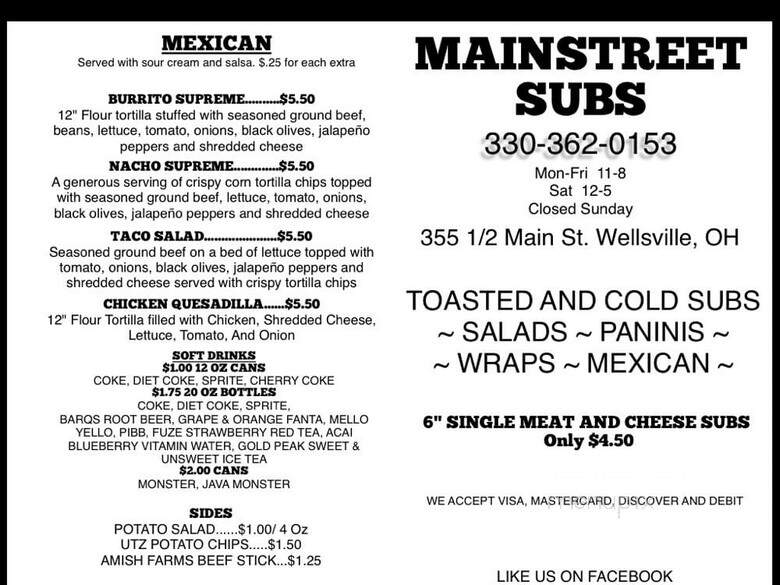 Main Street Subs - Wellsville, OH