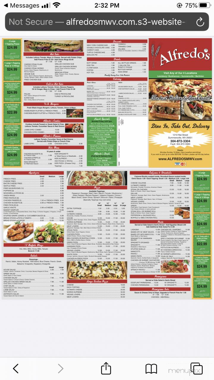 Alfredo's Italian & Greek Family Restaurant - Summersville, WV